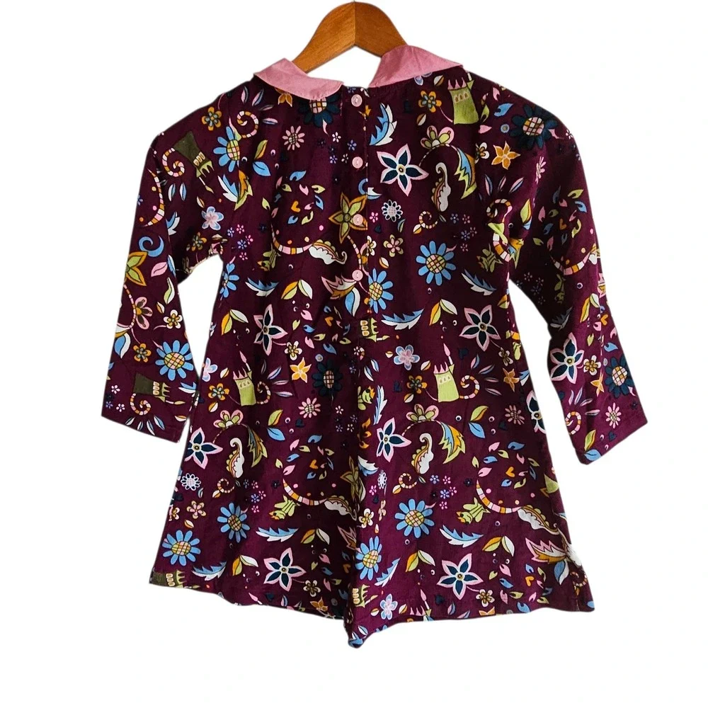 Sweetdili Floral Print Dress Peter Pan Collar Long Sleeve Kids‎ Size 7